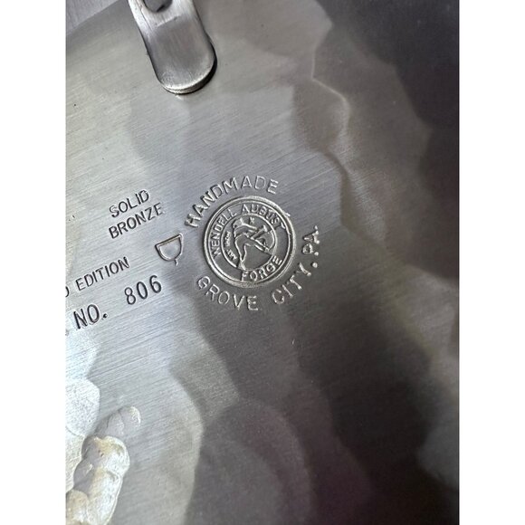 Wendell August Forge 1977 Solid Bronze Limited Edition Plate No. 806 With Walnut - Picture 4 of 8